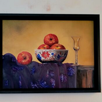 Painting titled "Apfel" by Natia Kanelis, Original Artwork, Oil