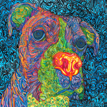 Painting titled "Dog" by Natitota, Original Artwork