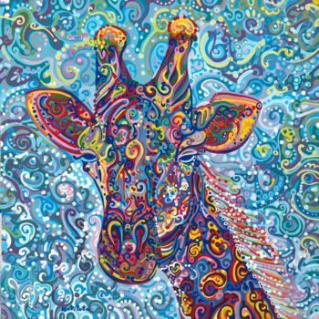 Ζωγραφική με τίτλο "Giraffe" από Natitota, Αυθεντικά έργα τέχνης