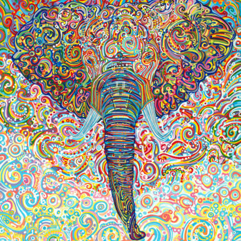 Painting titled "Elephant" by Natitota, Original Artwork