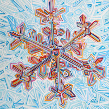 Painting titled "Snowflake" by Natitota, Original Artwork