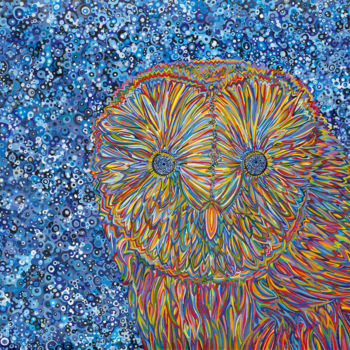 Картина под названием "Owl" - Natitota, Подлинное произведение искусства, Акварель