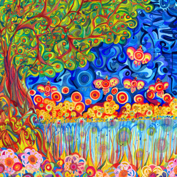 Peinture intitulée "Garden" par Natitota, Œuvre d'art originale, Aquarelle
