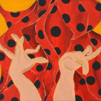 Peinture intitulée "Los dedos bailando" par Nati, Œuvre d'art originale, Acrylique Monté sur Panneau de bois