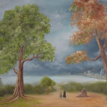 Pintura intitulada "Die Wanderer" por Nataly Schirokov, Obras de arte originais, Óleo