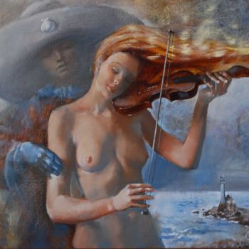 Картина под названием "сирена" - Natalia Bryliova, Подлинное произведение искусства, Масло