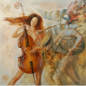 Картина под названием "la musisienne" - Natalia Bryliova, Подлинное произведение искусства, Масло