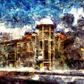 Digital Arts με τίτλο "Cityscape building" από Oksa Ok, Αυθεντικά έργα τέχνης, Ψηφιακή ζωγραφική