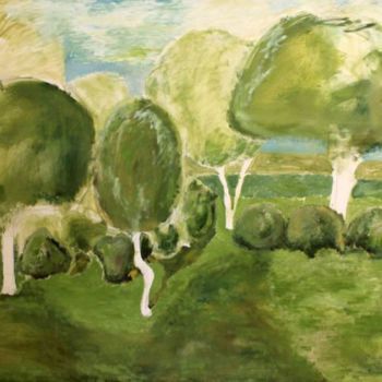Painting titled "Garden" by Ričardas Vyšniauskas, Original Artwork, Oil