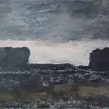 Painting titled "Dark mountain" by Ričardas Vyšniauskas, Original Artwork, Oil