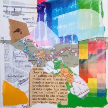 Collages intitulée "Serie Mapa de Recue…" par Natalia Ponce Ross, Œuvre d'art originale, Collages