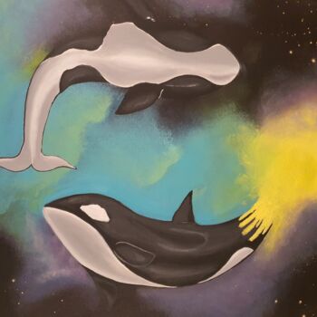Peinture intitulée "Les orques stellair…" par Nausicaa Scheidt, Œuvre d'art originale, Acrylique Monté sur Châssis en bois