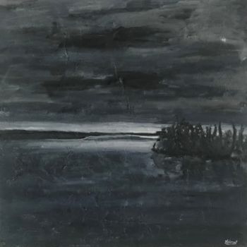 Картина под названием "paysage à la tombée…" - Nadia Girouf, Подлинное произведение искусства, Акрил