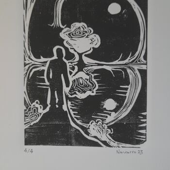 Druckgrafik mit dem Titel "Prior to Night Para…" von Franco Navarro, Original-Kunstwerk, Linoldrucke