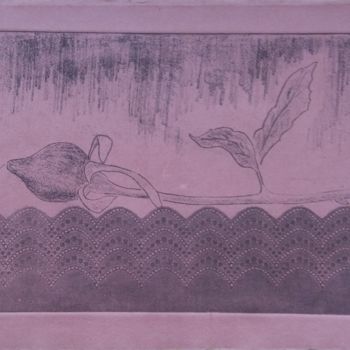 Printmaking titled "Pink rose" by Nayeli, Original Artwork, Engraving