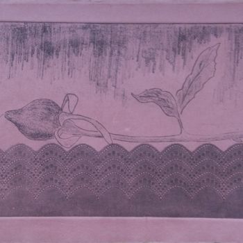 Gravures & estampes intitulée "Pink rose" par Nayeli, Œuvre d'art originale, Gravure