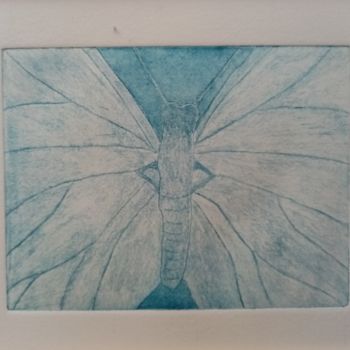 Printmaking titled "Mariposa azul" by Nayeli, Original Artwork, Etching