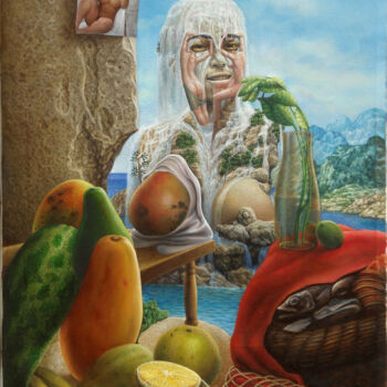 제목이 "El Eco de la Luz qu…"인 미술작품 Nazabal로, 원작, 기름 나무 들것 프레임에 장착됨
