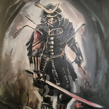 Painting titled "Samurai on the batt…" by Nazar Tuvakov, Original Artwork, Acrylic