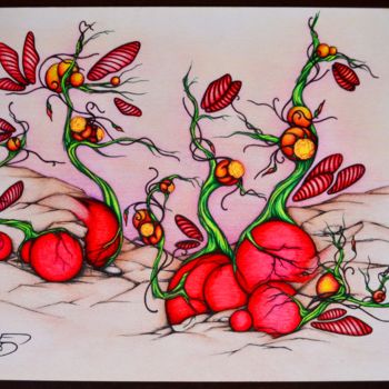 Dibujo titulada "rose" por Nino Beqauri, Obra de arte original