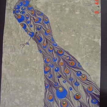 绘画 标题为“tavus kusu” 由Marbling Paper, 原创艺术品