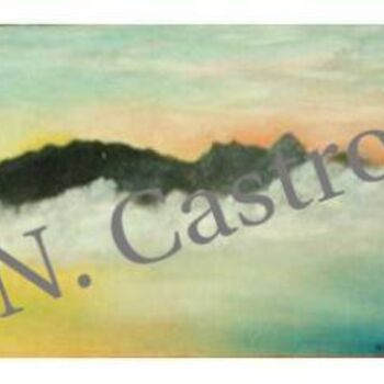 Painting titled "Amanecer tras la is…" by Nieves Castro-Rodriguez, Original Artwork