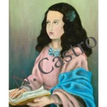 Painting titled "La Virgen niña" by Nieves Castro-Rodriguez, Original Artwork