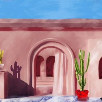 Arts numériques intitulée "Maison rose 2" par Natoo, Œuvre d'art originale, Peinture numérique