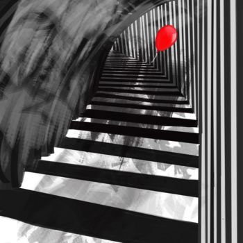 Arts numériques intitulée "Ballon rouge" par Natoo, Œuvre d'art originale, Peinture numérique