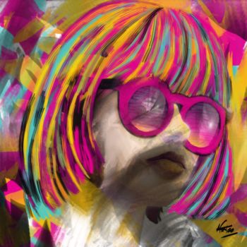 Digital Arts titled "Femme multicolore" by Natoo, Original Artwork, Digital Painting