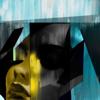 Digital Arts titled "Kélia" by Natoo, Original Artwork, Digital Painting Mounted on Aluminium