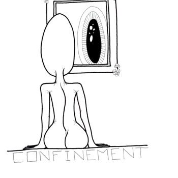Dessin intitulée "CONFINEMENT" par Nea Borgel, Œuvre d'art originale, Marqueur