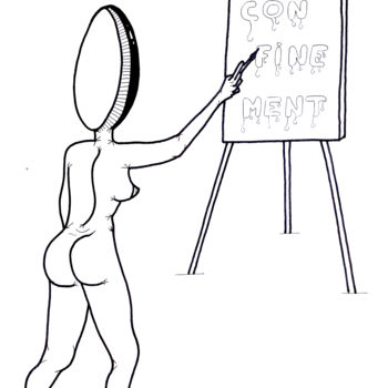Рисунок под названием "CON FINE MENT" - Nea Borgel, Подлинное произведение искусства, Маркер