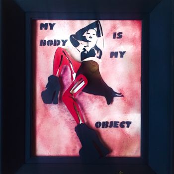 Peinture intitulée "MY BODY IS MY OBJECT" par Nea Borgel, Œuvre d'art originale, Bombe aérosol Monté sur Panneau de bois