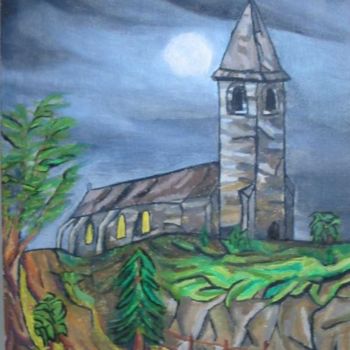 Painting titled "l'eglise" by Neal, Original Artwork