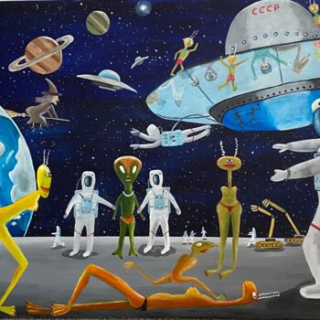 Peinture intitulée "On the Moon" par Nearchos Ioannou, Œuvre d'art originale, Acrylique