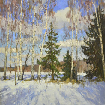 Painting titled "Март" by Sergei Nebesikhin, Original Artwork, Oil