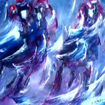 Painting titled "Trio" by Annie Nectoux, Original Artwork, Oil