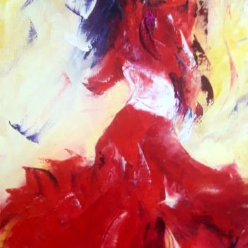 Pintura intitulada "Robe rouge" por Annie Nectoux, Obras de arte originais, Óleo