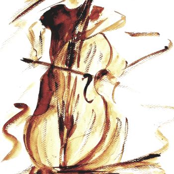 Drawing titled "Musique classique" by Annie Nectoux, Original Artwork, Watercolor