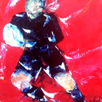 Painting titled "Rugby n 1" by Annie Nectoux, Original Artwork, Oil