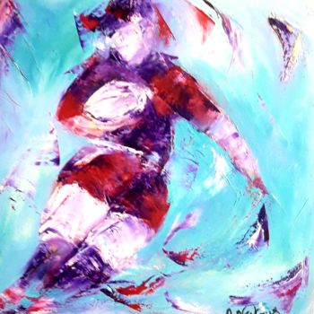 Painting titled "Rugby n 3" by Annie Nectoux, Original Artwork, Oil