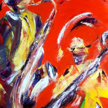 Pintura intitulada "Orchestre  de jazz" por Annie Nectoux, Obras de arte originais, Óleo