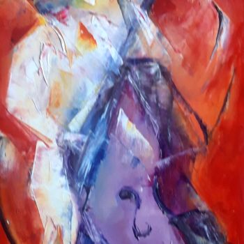 Painting titled "Violoncelle" by Annie Nectoux, Original Artwork, Oil