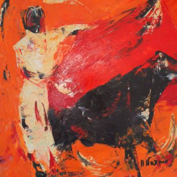 Painting titled "Petite corrida" by Annie Nectoux, Original Artwork, Oil