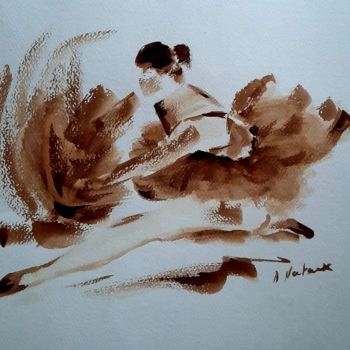 Painting titled "Danse classique" by Annie Nectoux, Original Artwork, Watercolor