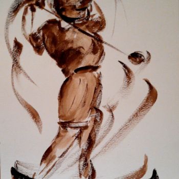 Σχέδιο με τίτλο "Championne" από Annie Nectoux, Αυθεντικά έργα τέχνης, Ακουαρέλα