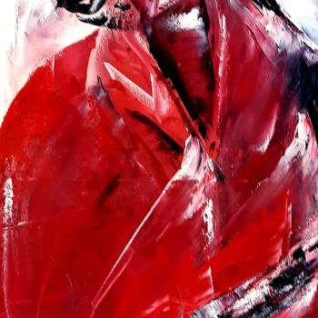 Pintura intitulada "En rouge et noir" por Annie Nectoux, Obras de arte originais, Óleo