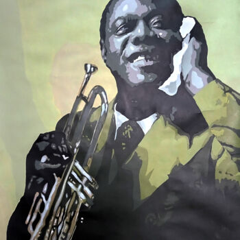 Painting titled "Louis Armstrong" by Ned, Original Artwork, Acrylic