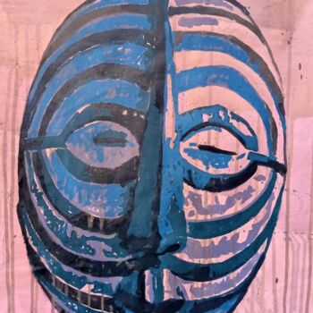 Painting titled "Masque Songye" by Ned, Original Artwork, Acrylic